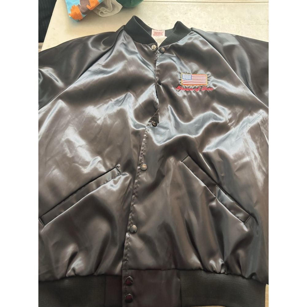 Vintage Satin Button Up Bomber Jacket | Adult XL Mission‎ Of Love